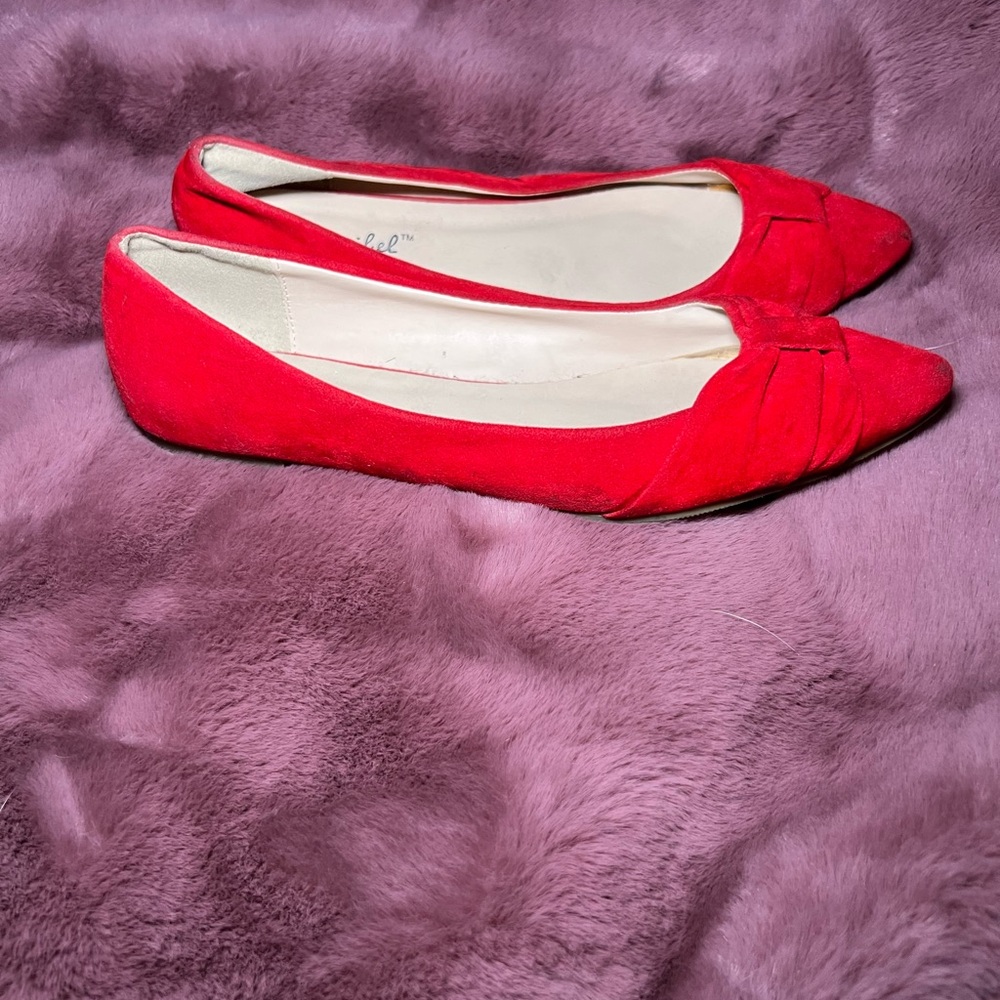 Red Velvet Bow Flats